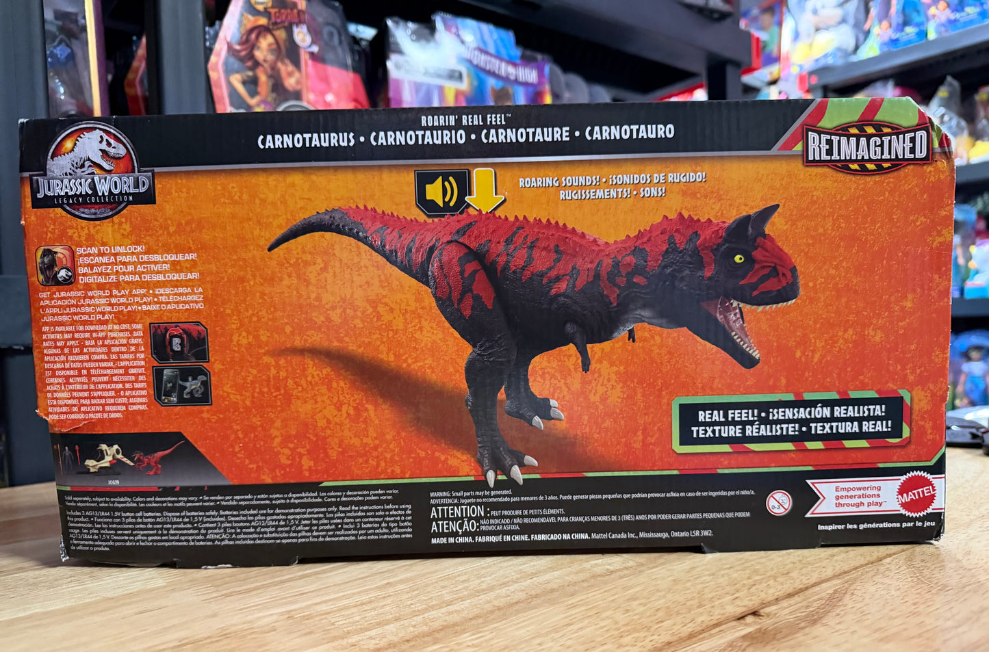 Jurassic World Reimagined Roarin' Real Feel Carnotaurus Action Figure 27008D