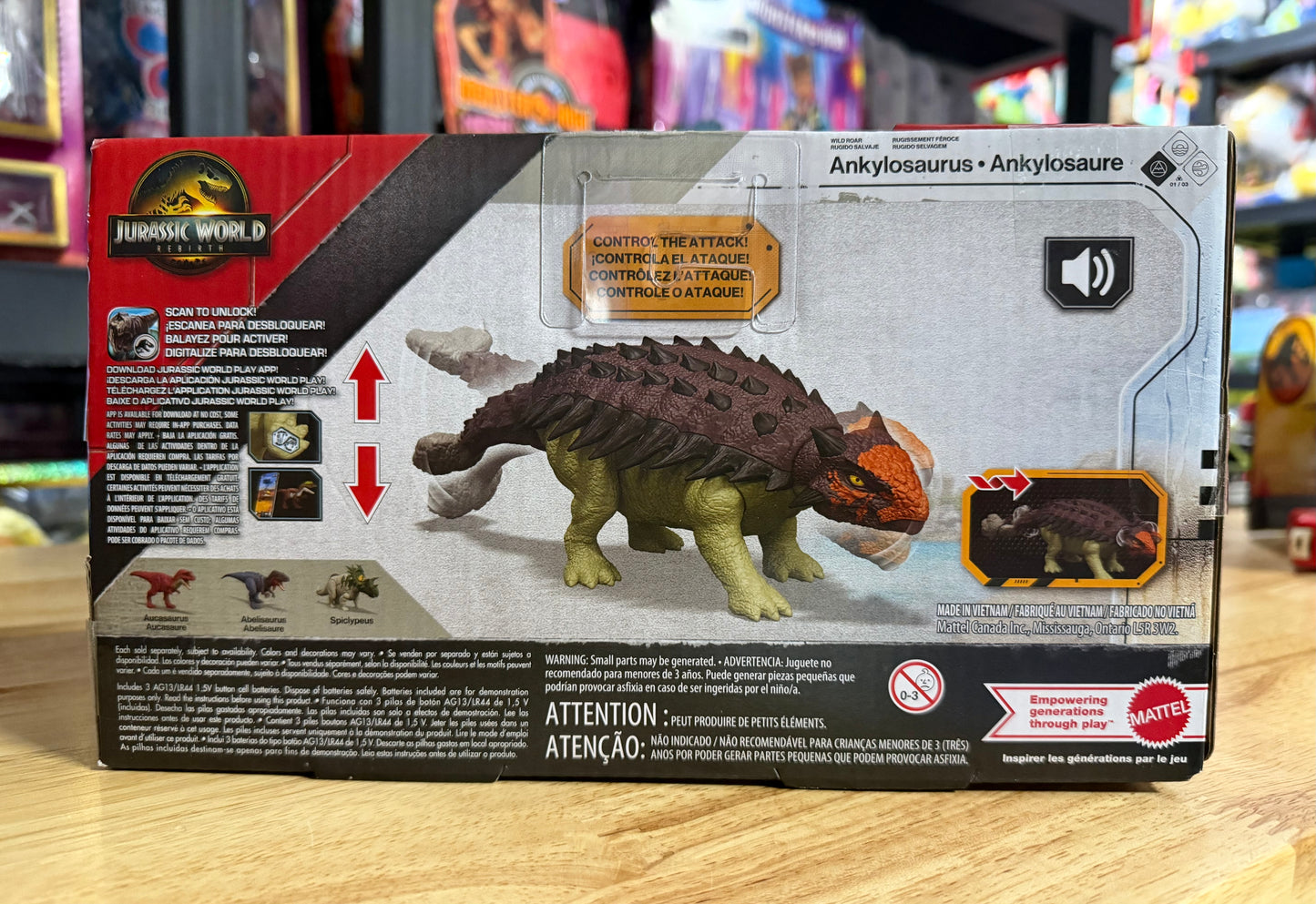 Jurassic World Rebirth Wild Roar Ankylosaurus Dinosaur Figure 30987