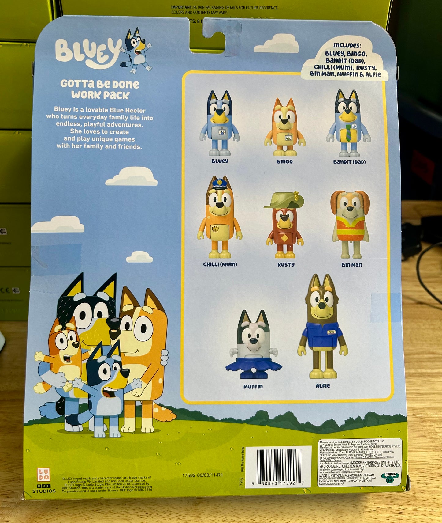Bluey Gotta be Done Work 8 Pack, 2.5 - 3” Figures 17592