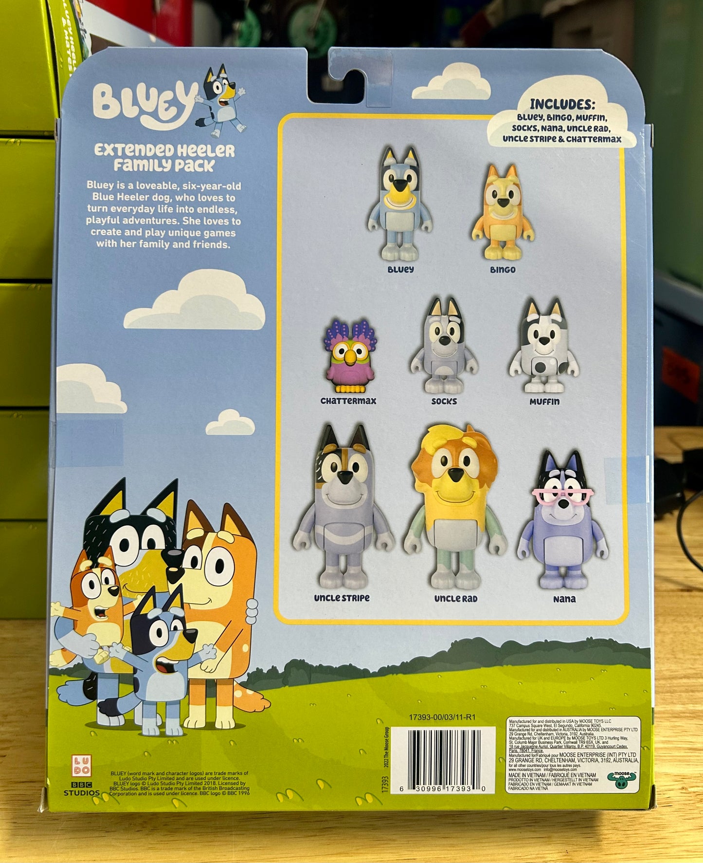 Bluey Extended Family Heeler 8 Pack, 2.5-3” Figures 17393