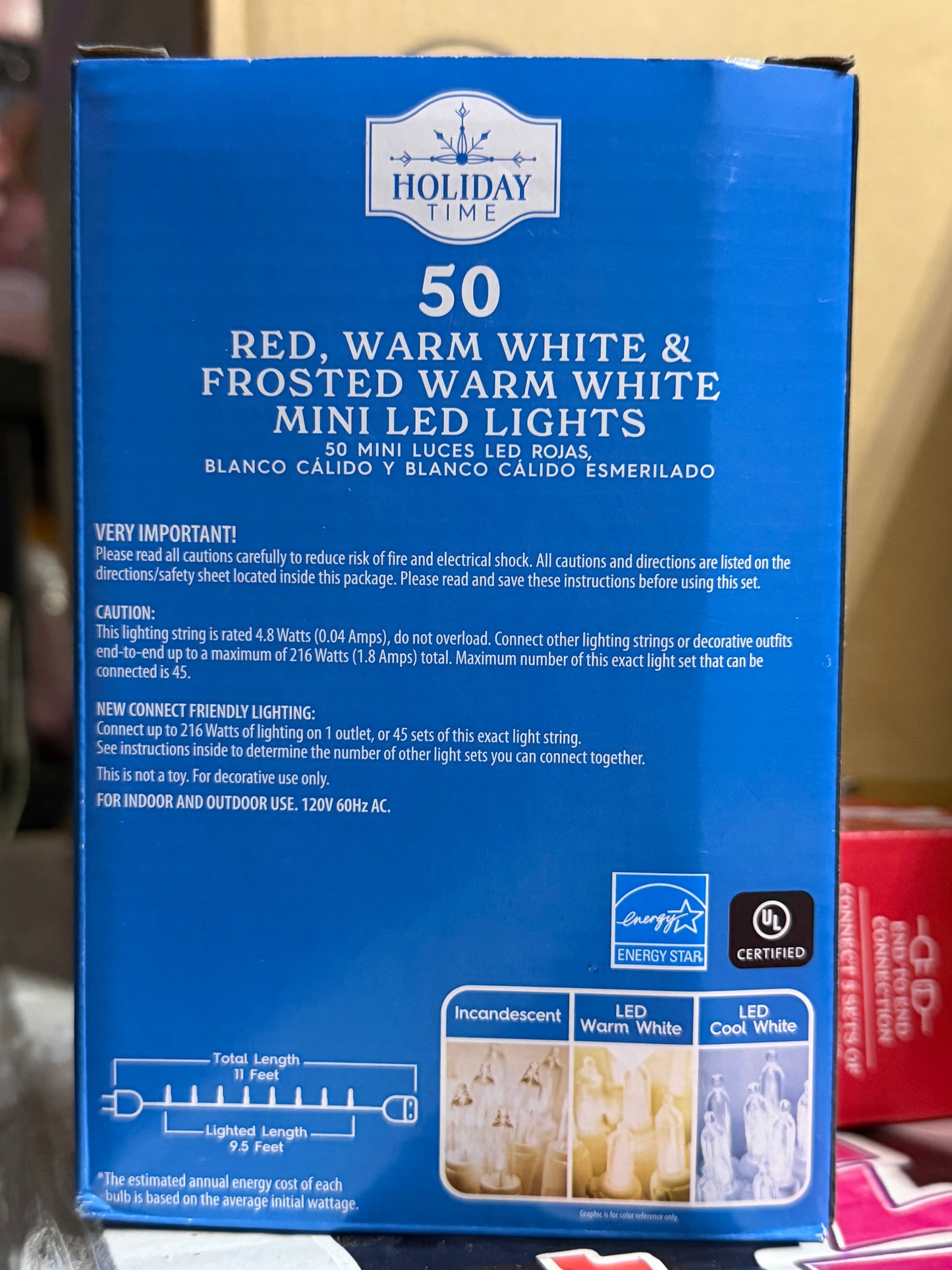 Holiday Time 50 Red, Warm White and Frosted Warm White Mini LED Lights 78044