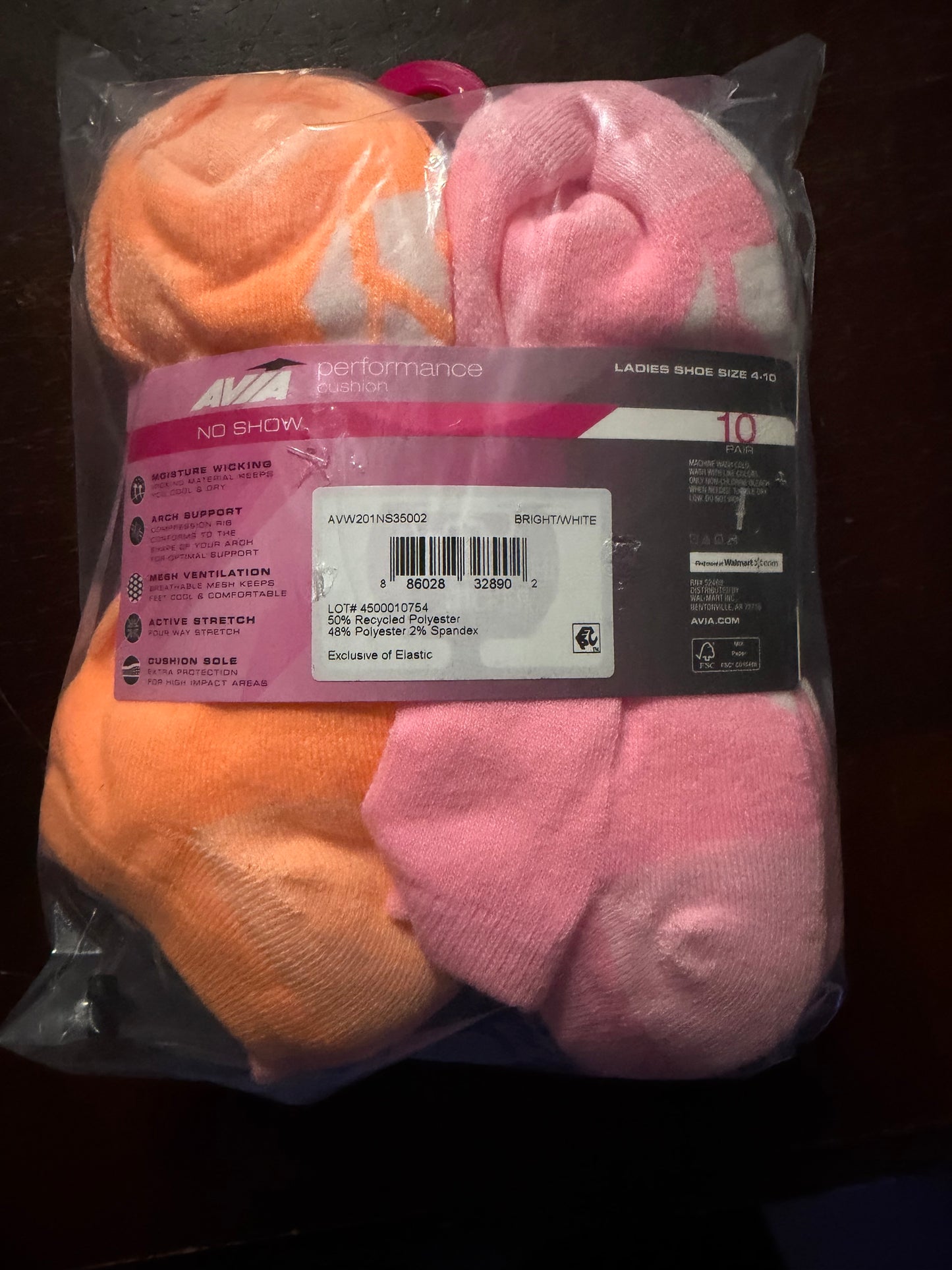 Avia Performance Cushion No Show Women’s Socks, 10-Pack, Shoe Size (4-10) 32890