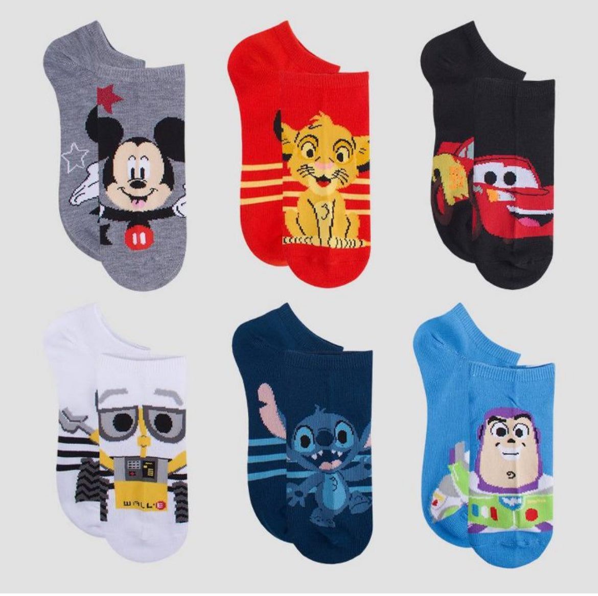 DISNEY - Mickey Mouse - No Show Socks - 6 Pairs - Size 4-10 - New