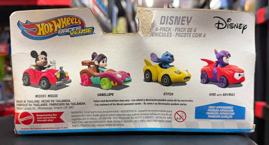 Hot Wheels Racer Verse Disney 4-Pack, Mickey, Vanellope, Stitch, Hiro & Baymax 10113