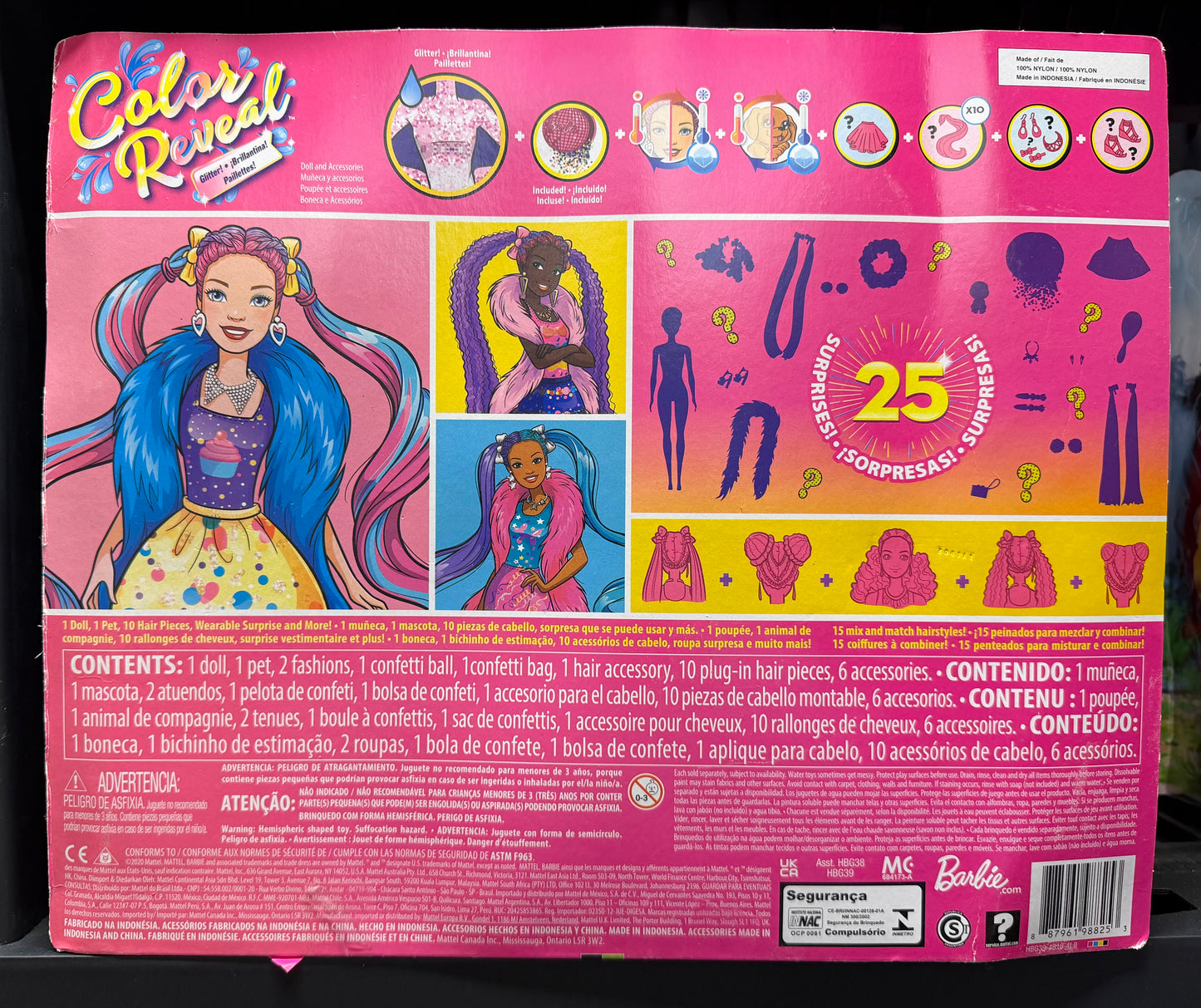 Barbie Color Reveal Glitter! Hair Swaps Doll 98825