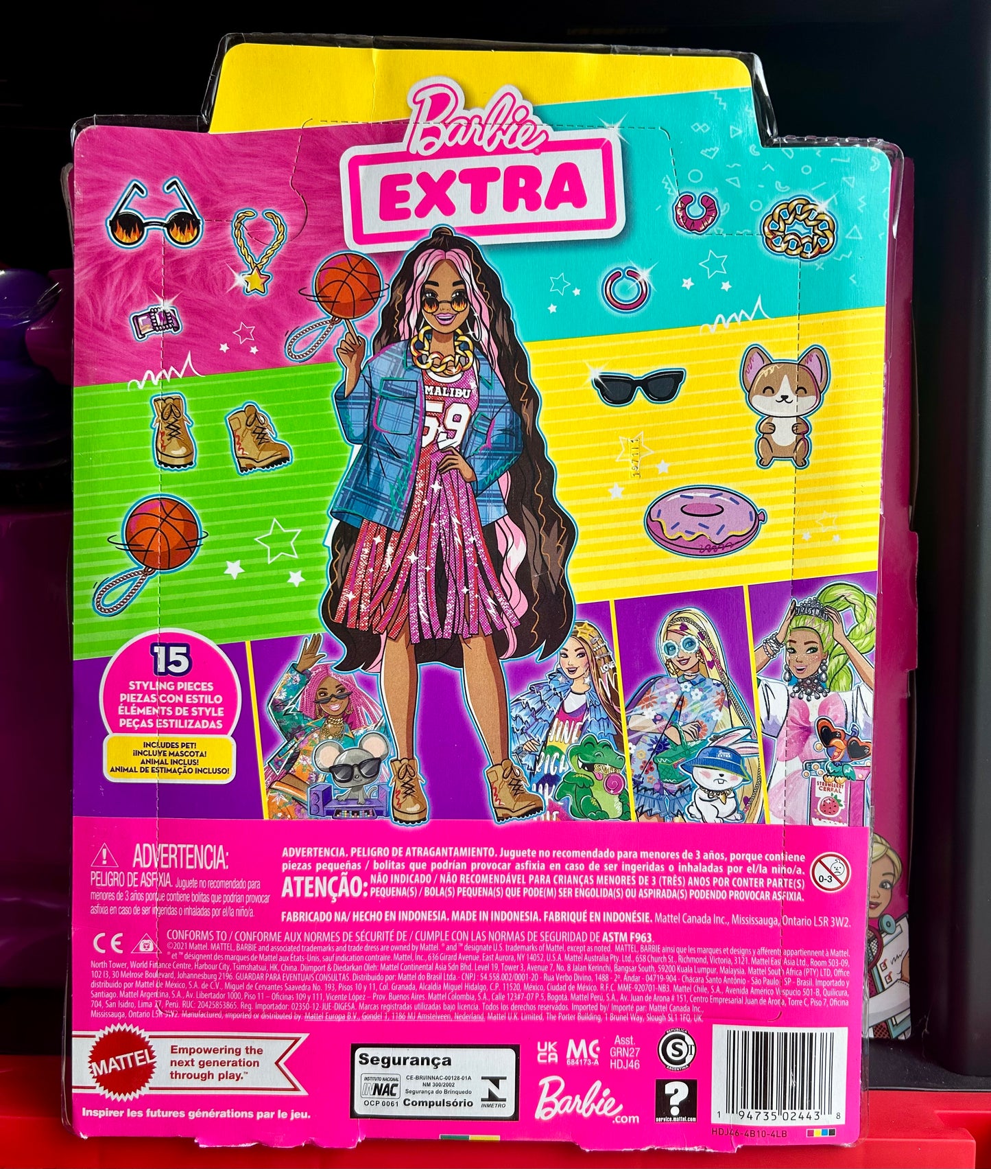 Barbie Extra Fashion Doll #13 with Pink-Streaked Crimped Hair in Jersey Dress 02443