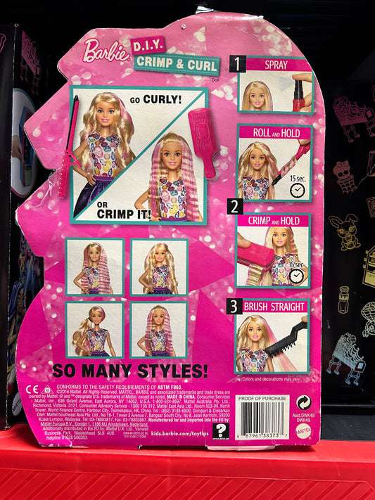 Barbie DIY Crimp & Curl Hairstyles Doll with No-Heat Tools 38373