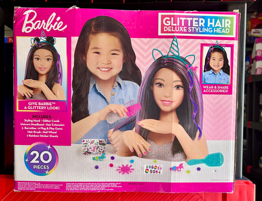 Barbie 20-Piece Glitter Hair Deluxe Styling Head 63536