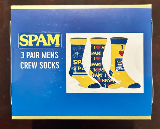 Spam 3-Pack Men’s Crew Socks Size 10-13