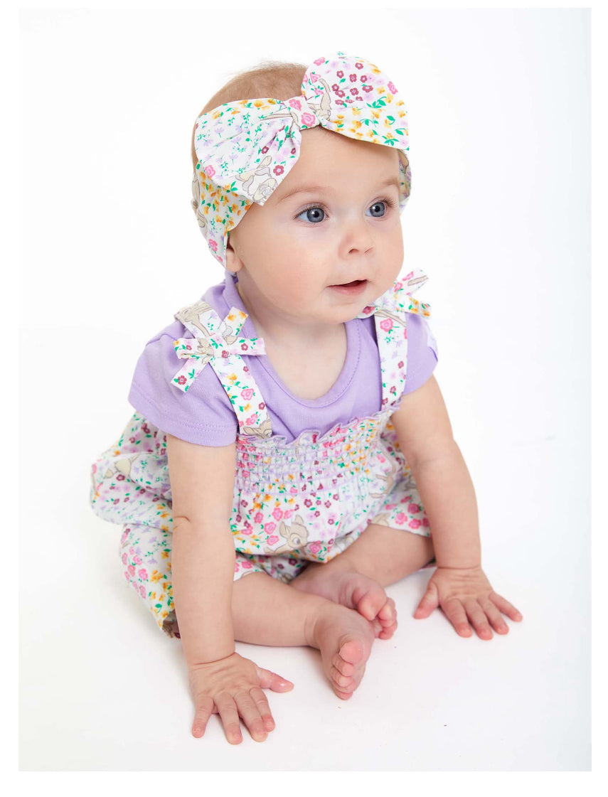 Bambi Baby Girls Romper Set, 3-Piece