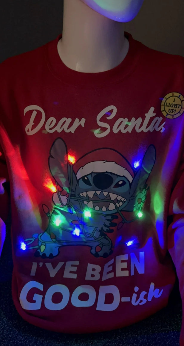 Stitch Big Men's Disney Christmas Dear Santa I've Been Good-ish Graphic Sweatshirt