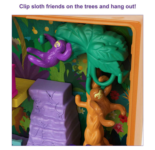 Polly Pocket Jungle Safari Compact, 2 Micro Dolls & Accessories 82848