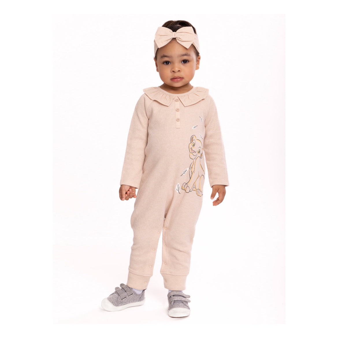 Disney The Lion King Baby Girls Long Sleeve Romper and Headband, 2-Piece Set