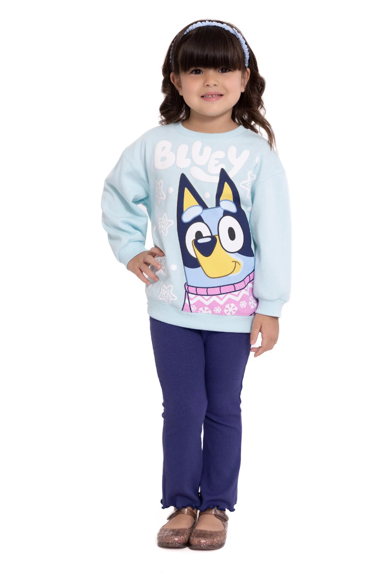 Bluey Toddler Girls Graphic Sweatshirt and Flare Leggings Set, 2-Piece