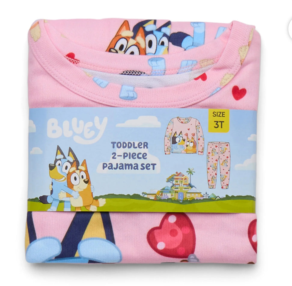 Bluey Toddler Unisex Valentine's Day Pajama Set, 2-Piece