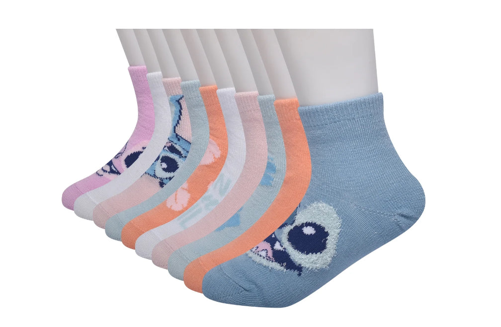 Disney Stitch Character Toddler Ankle Socks, 10-Pack