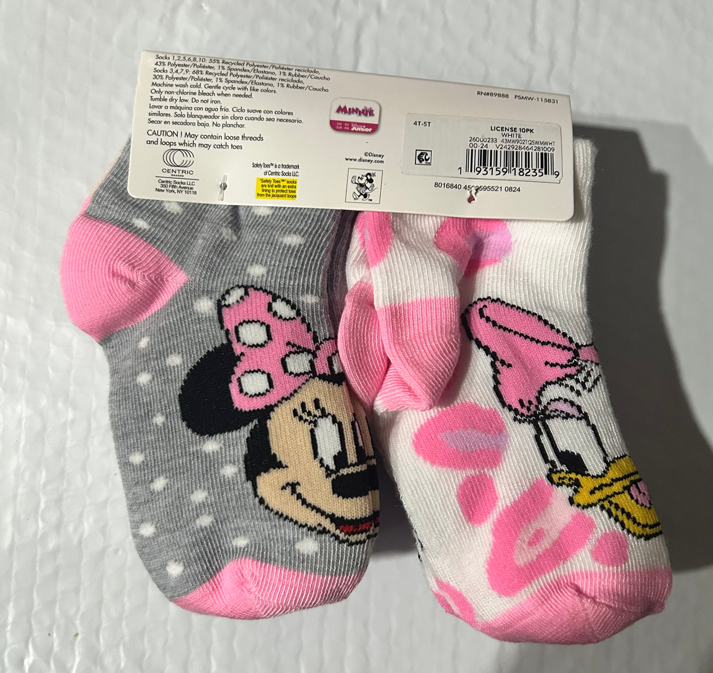 Disney Minnie Mouse Character Toddler Ankle Socks, 10-Pack