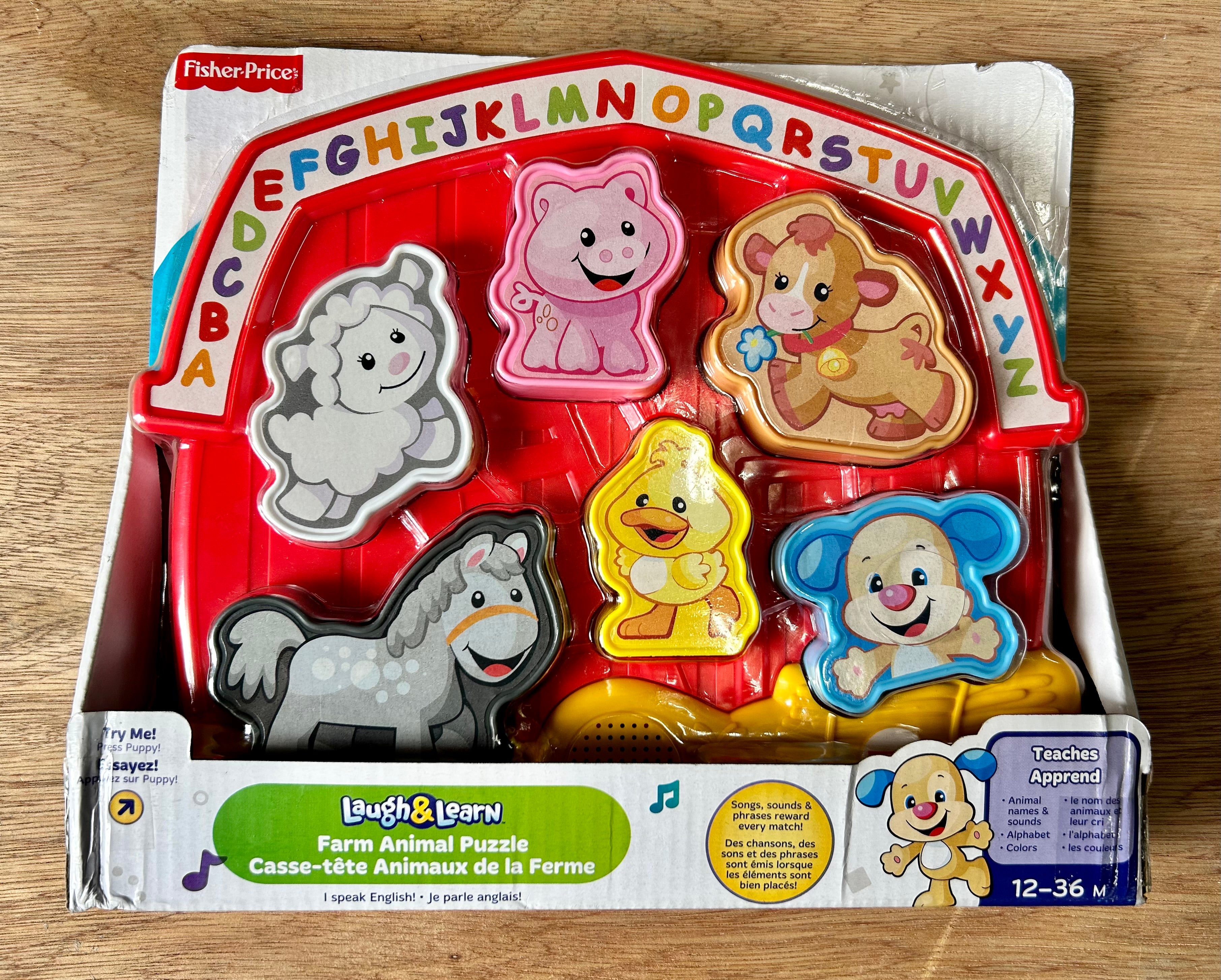 Fisher-Price Laugh & Learn Farm Animal Puzzle Shape Sorting Baby Toy with  Music & Sounds 