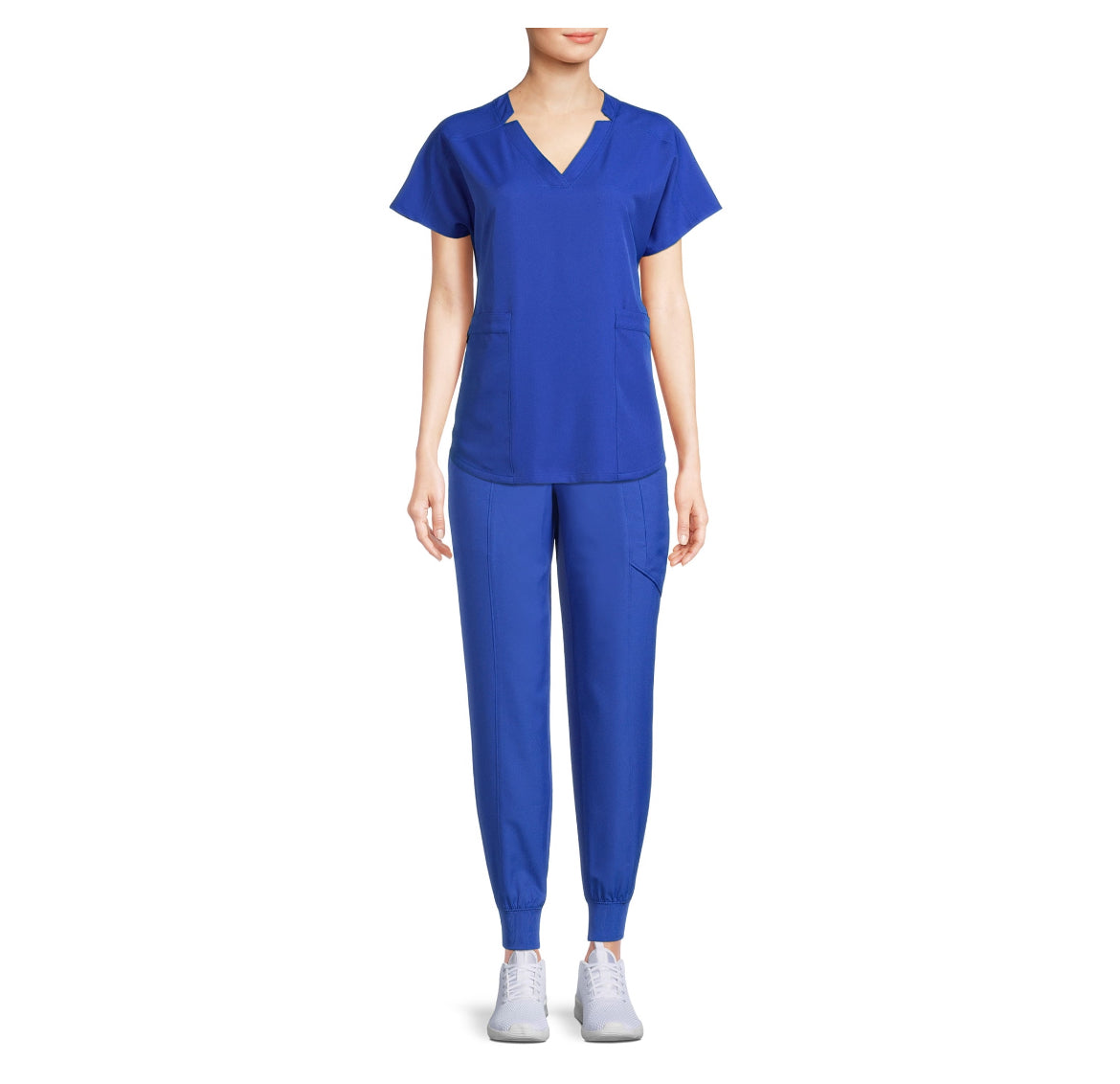ClimateRight Women’s Woven Twill V-Neck Scrub Top with Silver Ion Anti-Bacterial Technology