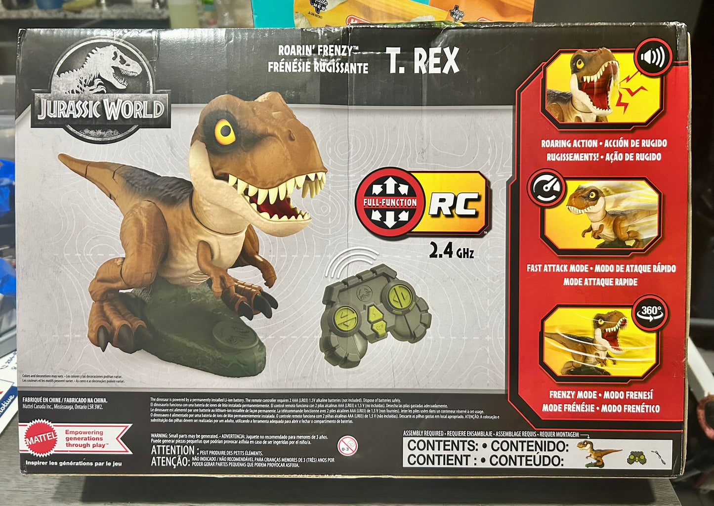 Jurassic World Roarin’ Frenzy T Rex RC Toy, Motorized Remote Control Tyrannosaurus Rex 19604