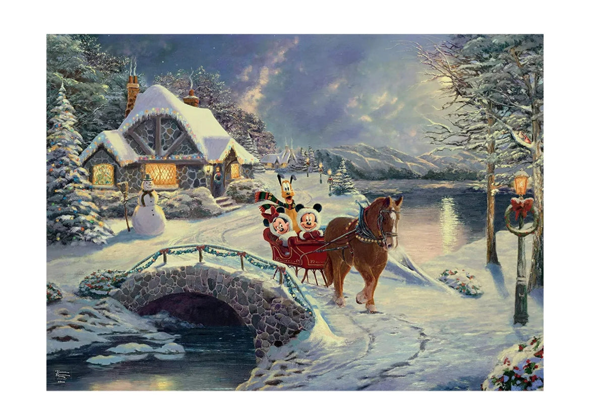 Ceaco Thomas Kinkade Disney Christmas Mickey & Minnie Sleigh Ride 1000-Piece Jigsaw Puzzle 332897