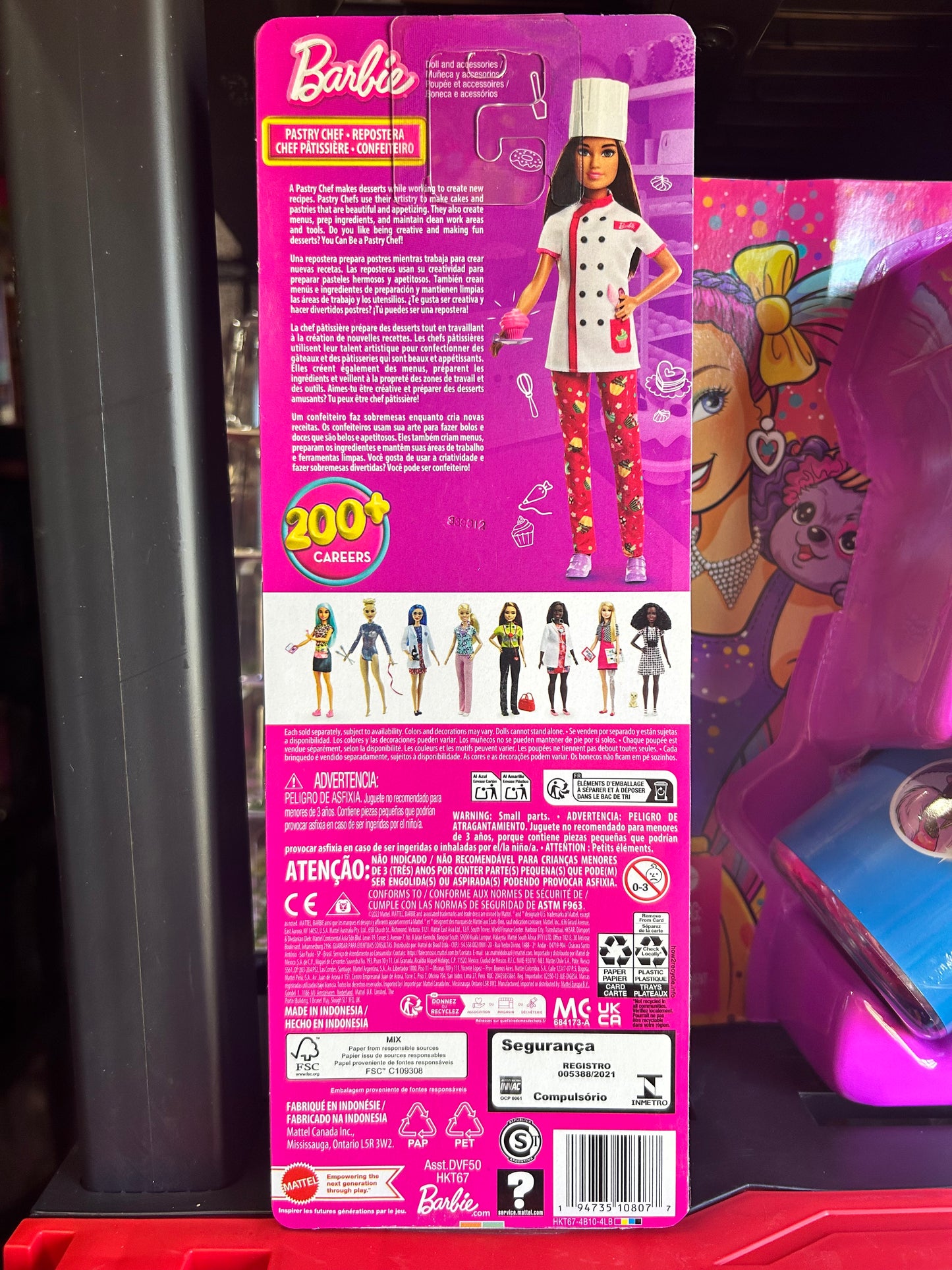 Barbie Doll & Accessories, Career Pastry Chef Doll with Uniform and Chef's Hat, and Cake Slice 10807