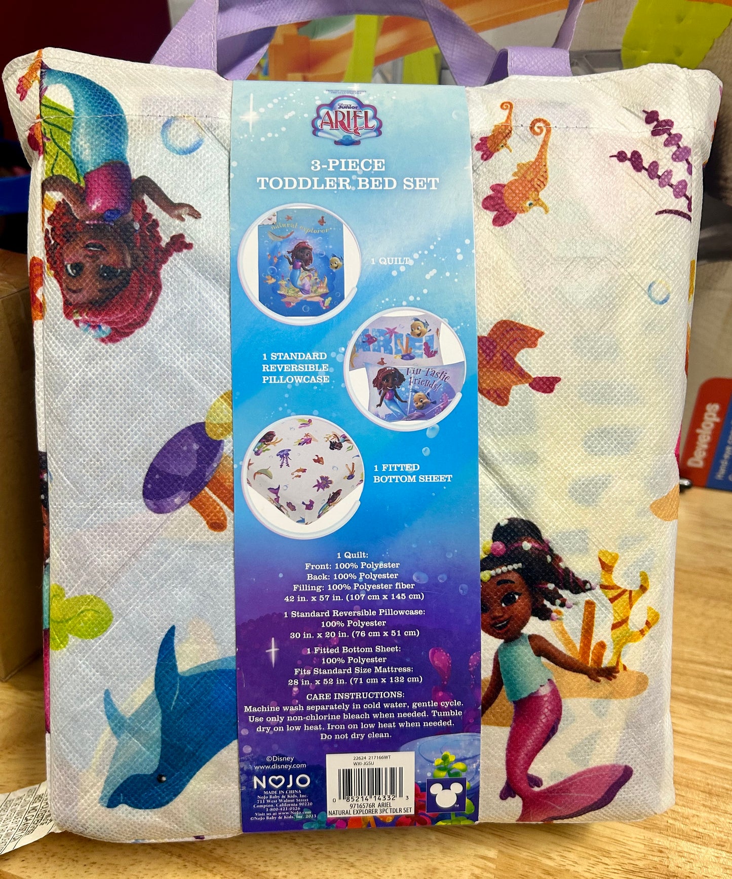 Disney Ariel 3-PC Toddler Bedding, Comforter, Fitted Sheet, Pillowcase 14332