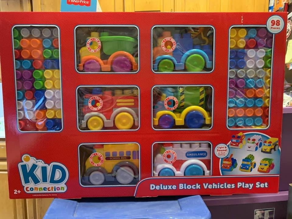 Kid Connection 98-Piece Deluxe Block Vehicles Play Set 75991