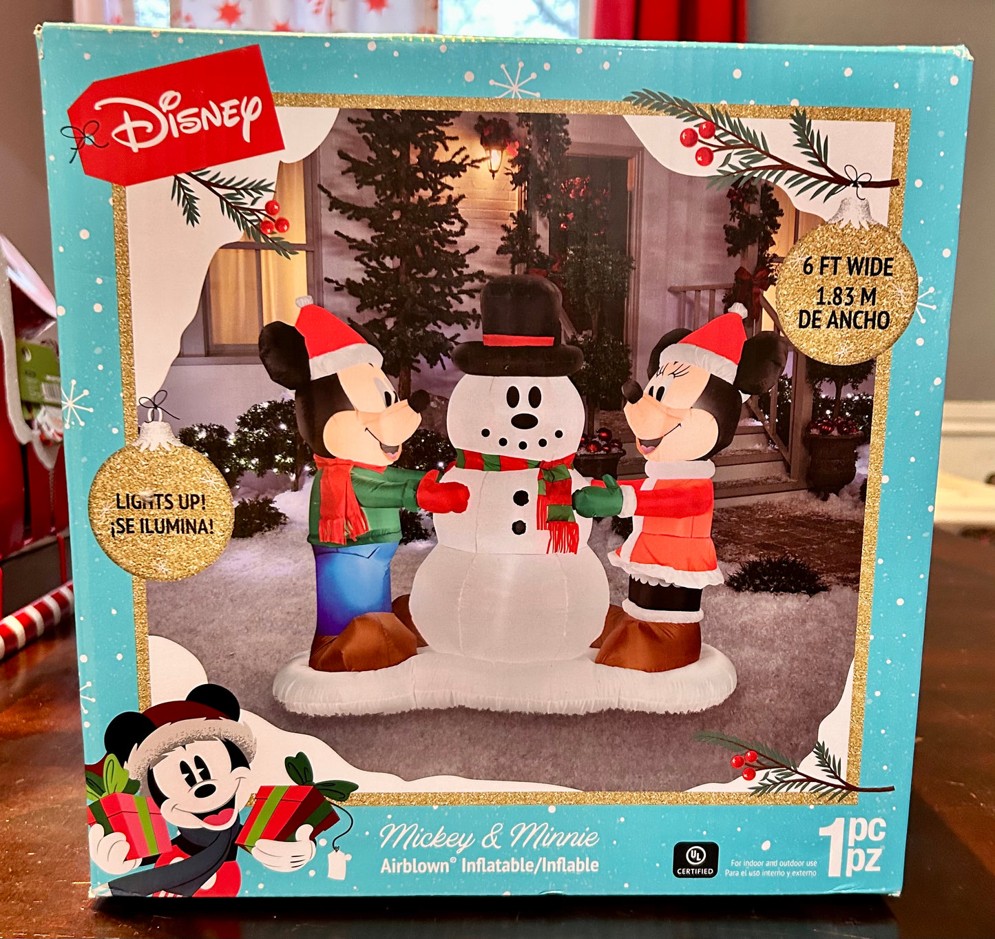 Disney Mickey & Minnie Airblown Light-up Christmas Inflatable 6’ Wide 73649