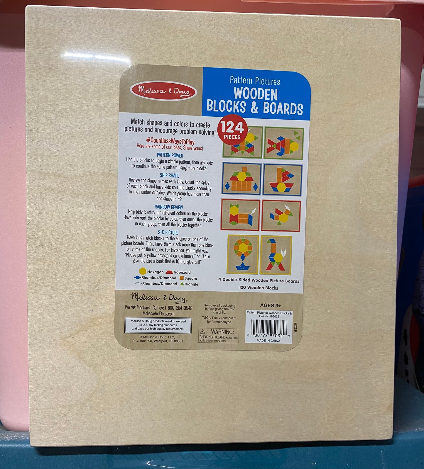 Melissa & Doug Pattern Pictures Wooden Blocks & Board Set