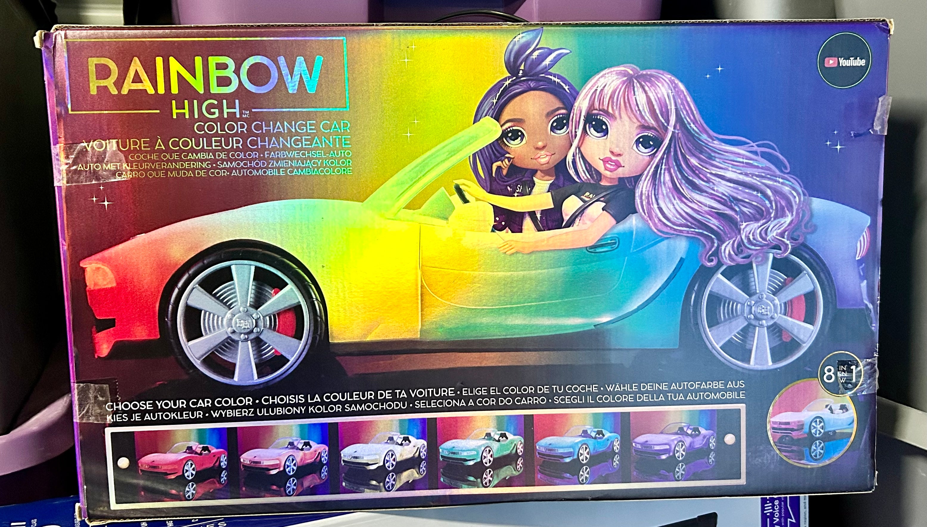 Rainbow High Colour Change Voiture – Véhicule convertible, lumières LED 8 -en-1, roues amovibles, ceintures de sécurité fonctionnelles & volant – Multi-couleur – Cadeau à collectionner, 6 ans Rainbow High Colour Change Voiture – Véhicule convertible, lumières LED 8 -en-1, roues amovibles, ceintures de sécurité fonctionnelles & volant – Multi-couleur – Cadeau à collectionner, 6 ans