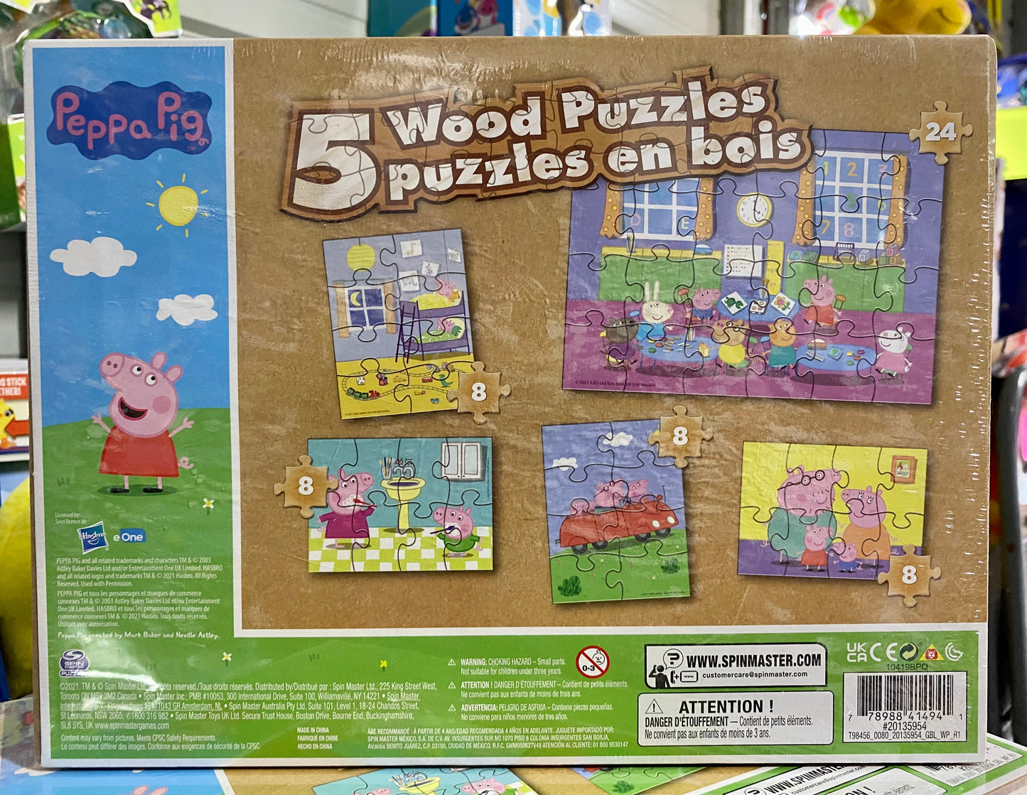 Peppa Pig 5-Pack Wooden Jigsaw Puzzle Set With Storage Box