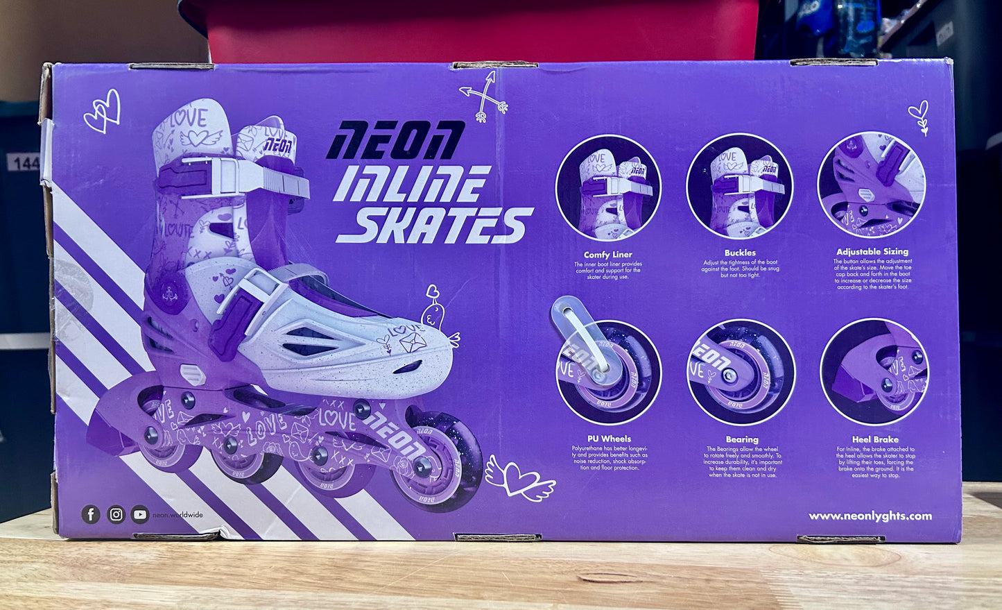 Yvolution Neon Inline Skates LED Roller Blades for Girls, Size 3-6 Adjustable 245760