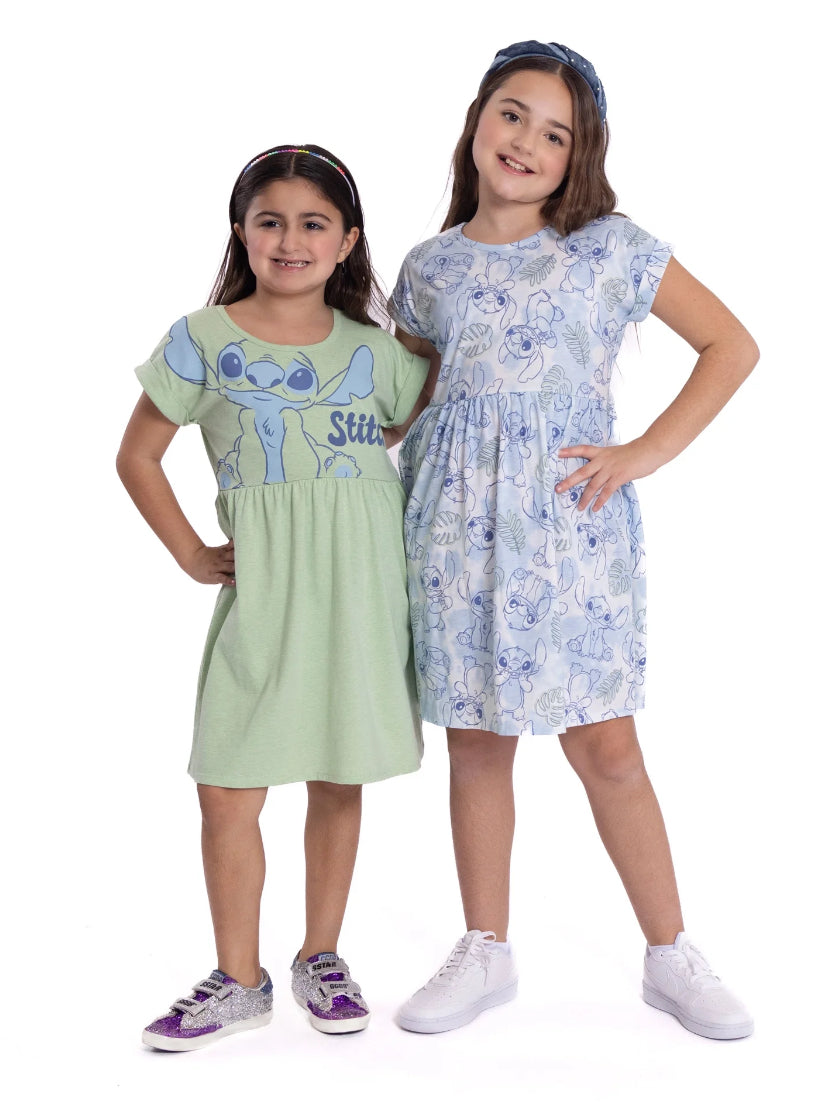 Disney’s Stitch Girls’ Play Dress with Short Sleeves, 2-Pack