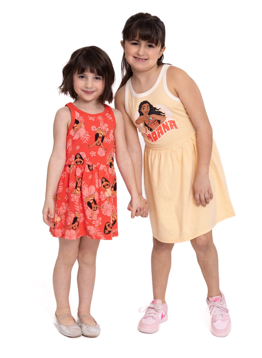 Disney Princess Moana Girls Tank Dress, 2-Pack