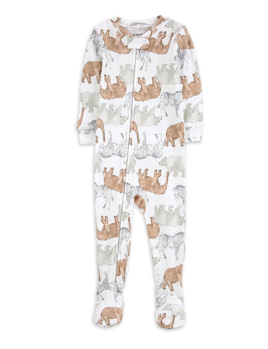 Carter's Child of Mine Baby Boy Pajama, One-Piece Zoo Animal Print