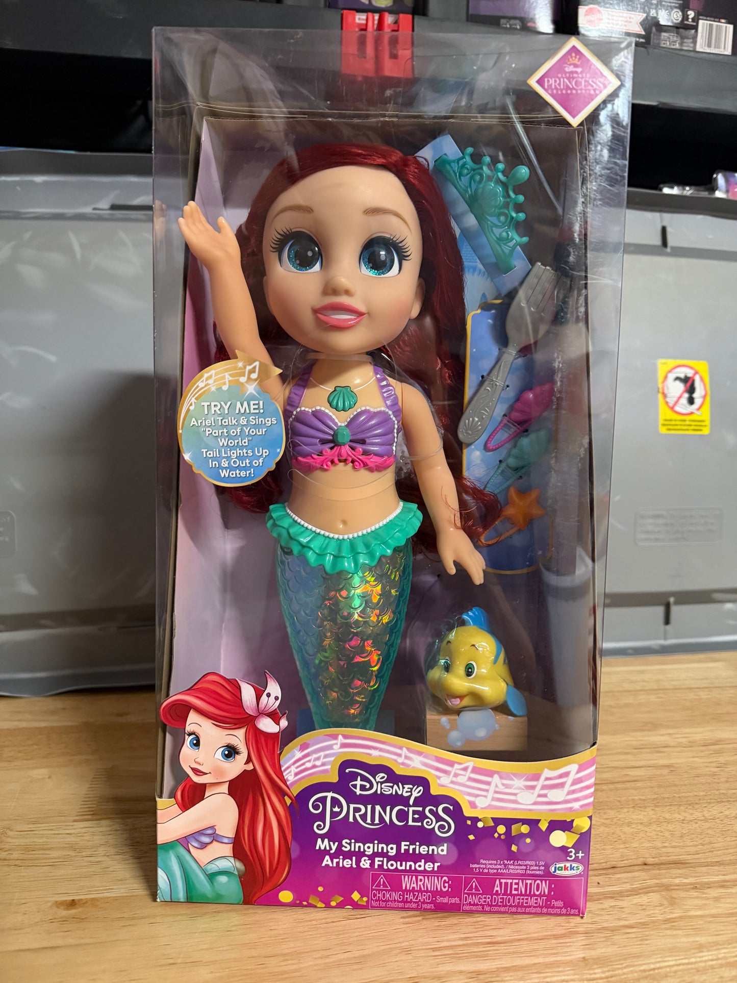 Disney Princess The Little Mermaid 14” Tall Singing Bath Time Play Ariel Doll and Flounder 22350