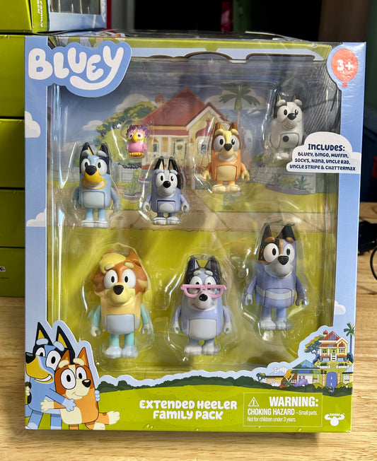 Bluey Extended Family Heeler 8 Pack, 2.5-3” Figures 17393