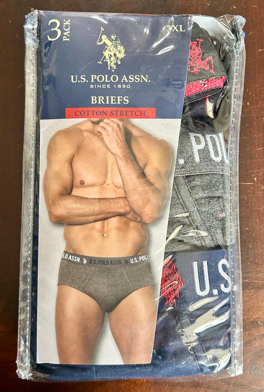 U.S. Polo Assn. Men's Cotton Stretch Briefs, Size-3XL, 3-Pack 37642