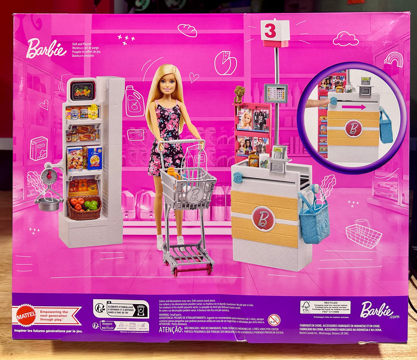 Barbie Doll and Supermarket Playset w/ 25 Grocery Store & Food-Themed Accessories 63230