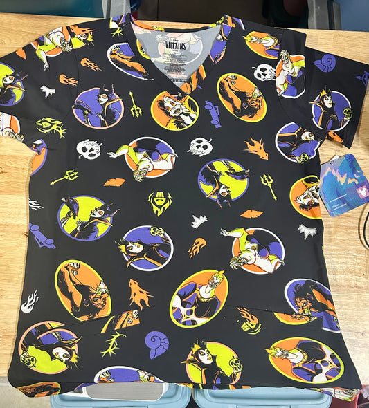 Disney Villains Women's Scrub Top with Short Sleeves