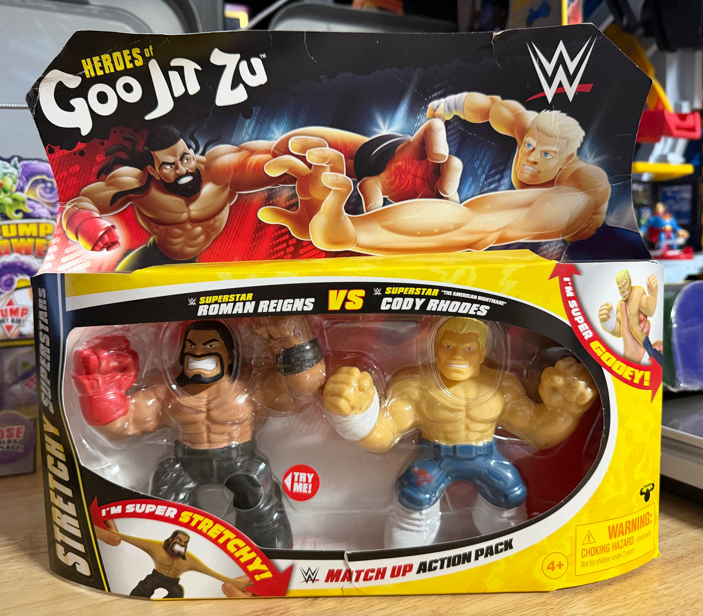 Heroes of Goo Jit Zu WWE Superstars Roman Reigns and Cody Rhodes, Stretchy Action Figures 42949