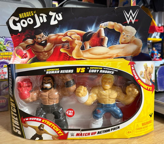 Heroes of Goo Jit Zu WWE Superstars Roman Reigns and Cody Rhodes, Stretchy Action Figures 42949