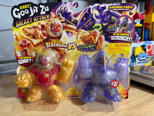 Heroes of Goo Jit Zu Galaxy Attack Cosmic Fury Sun Fire Blazagon vs Dark Matter Terrack 41169