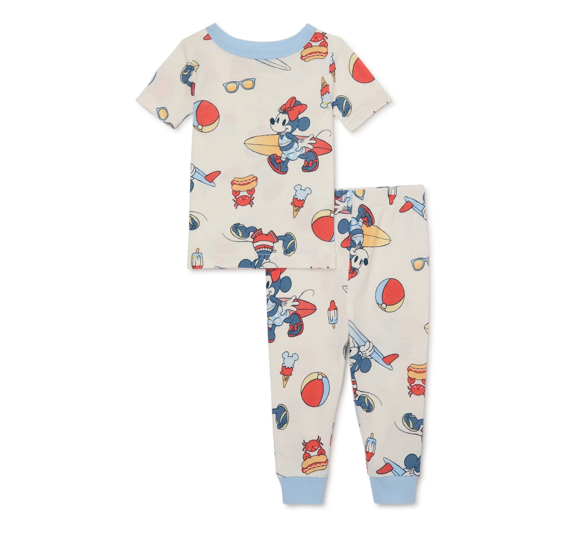 Disney Mickey & Minnie Mouse Summer Beach Toddler Pajama Set, 2-Piece