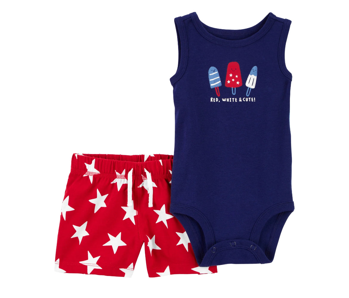 Carter's Child of Mine Baby Boy Patriotic “Red, White & Cute” Outfit Set, 2-Piece