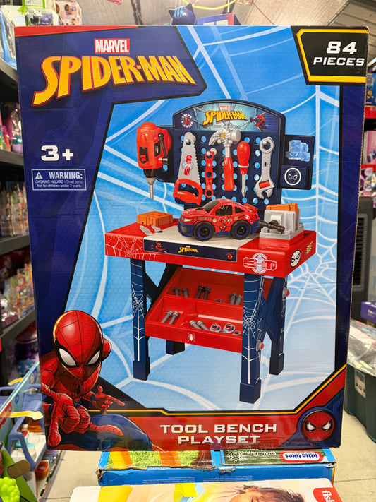 Marvel Spider-Man Tool Bench Playset with Take-Apart Car and 84 Accessories 39125
