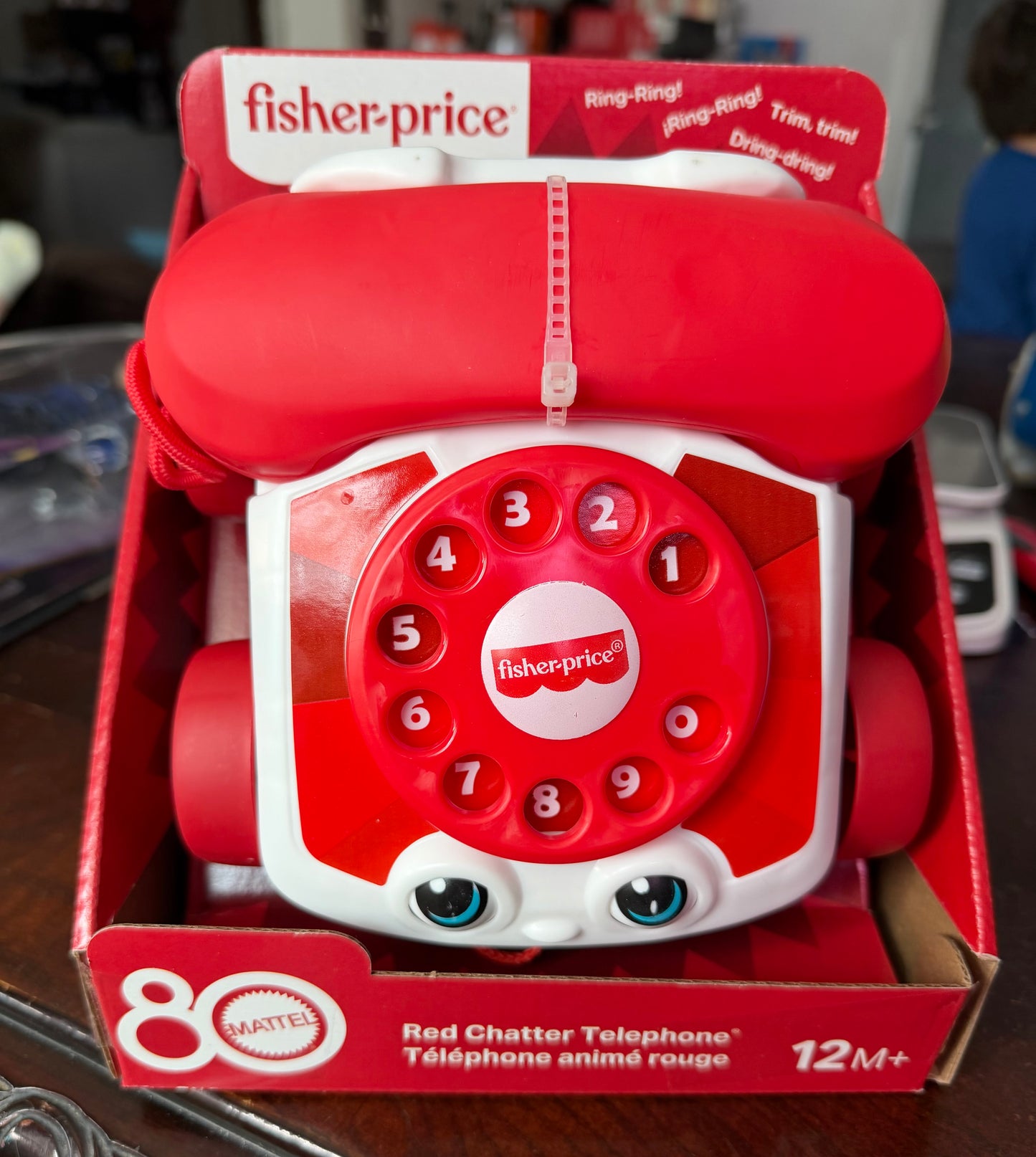 Fisher-Price Red Chatter Telephone Baby & Toddler Pull Toy, Mattel 80th Anniversary Edition 31371