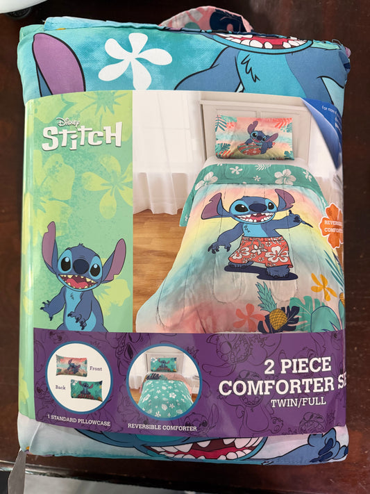 Stitch Island Vibes Kids 2 Piece Multicolor Reversible Comforter and Pillowcase Set, Twin/Full 23626