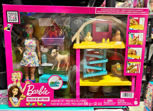 Barbie Doll Playset, Hatch & Gather Egg Farm with Animals